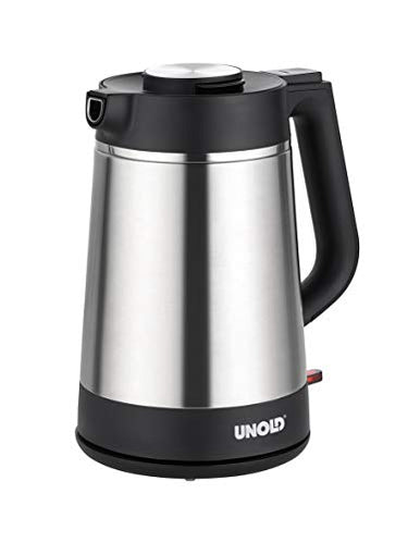 Unold 18715 Wasserkocher - Edelstahl Kettle, Schwarz, 1,5 L, 1850 W, Blitzkocher, 360° drehbar, Trockengehschutz und Kochstopp mit Abschaltautomatik im Sale